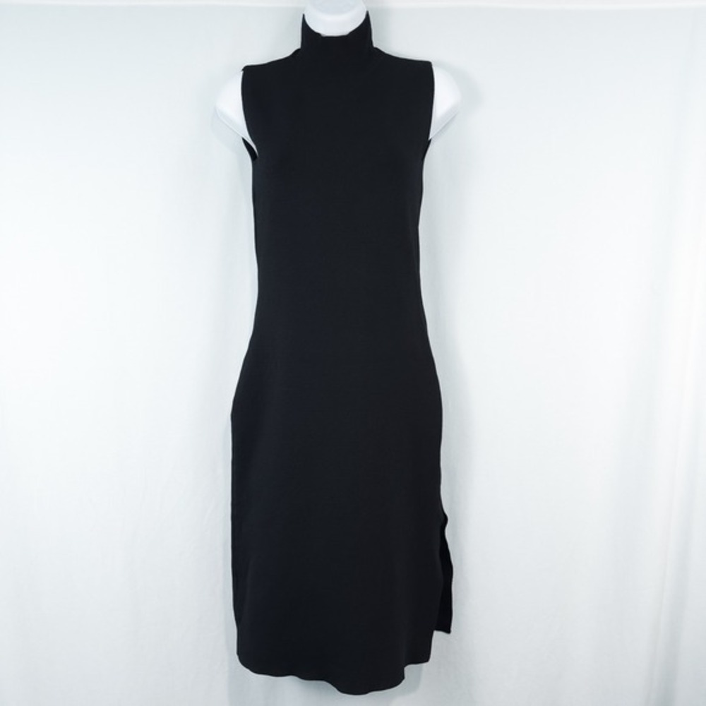 House of Harlow 1960 Sleeveless Mock Neck Knit Midi Dress XS Black Minimalist - Picture 1 of 14